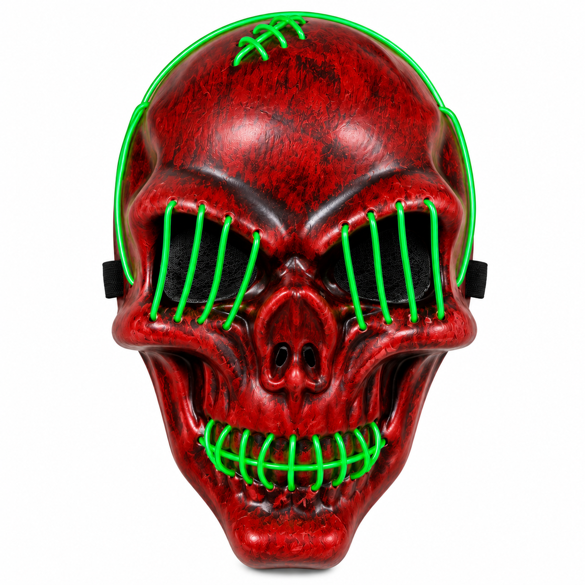 Red LED Skull Halloween Mask with Green Light, 25CM