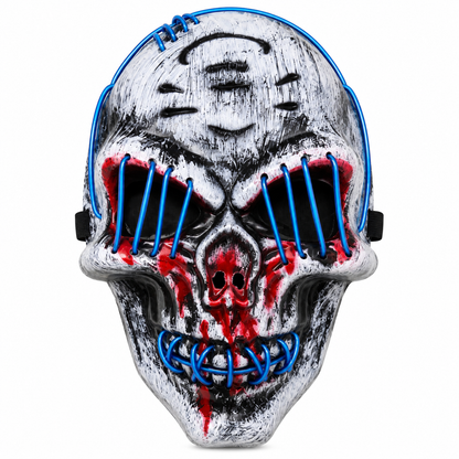 Distressed Skull Halloween Mask with Blue LED Light, 25CM