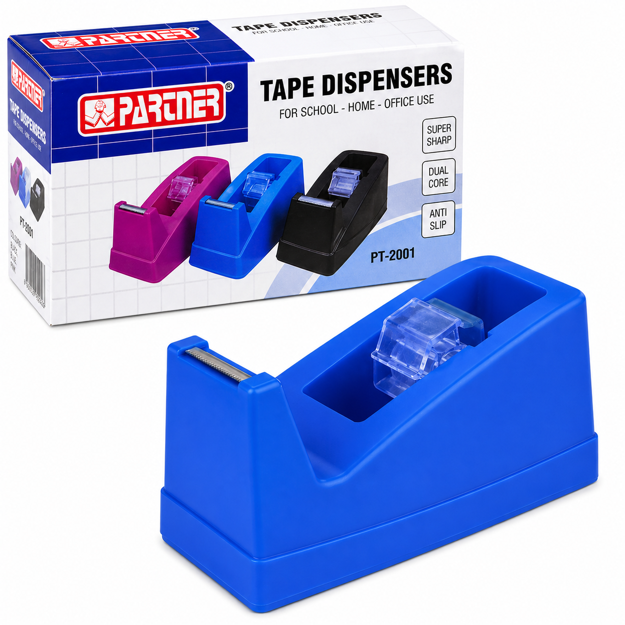 Partner Tape Dispenser Collection – PT-2001 & PT-2004 Desktop Tape Holders