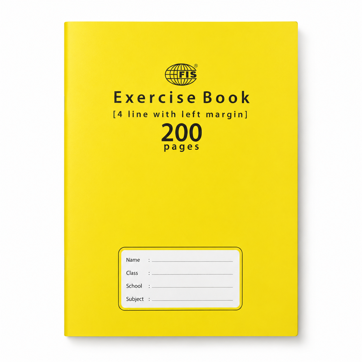 FIS A5 4 Line Exercise Book – Left Margin, 165 × 210 mm, 100 & 200 Pages