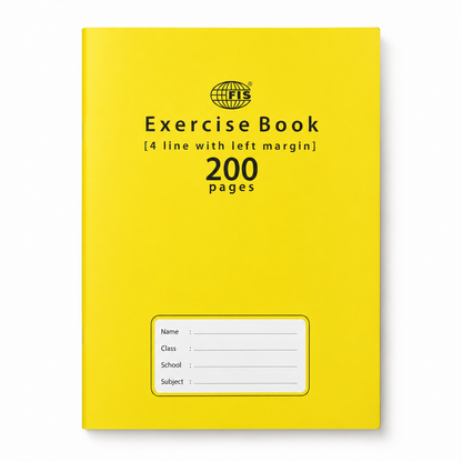 FIS A5 4 Line Exercise Book – Left Margin, 165 × 210 mm, 100 & 200 Pages