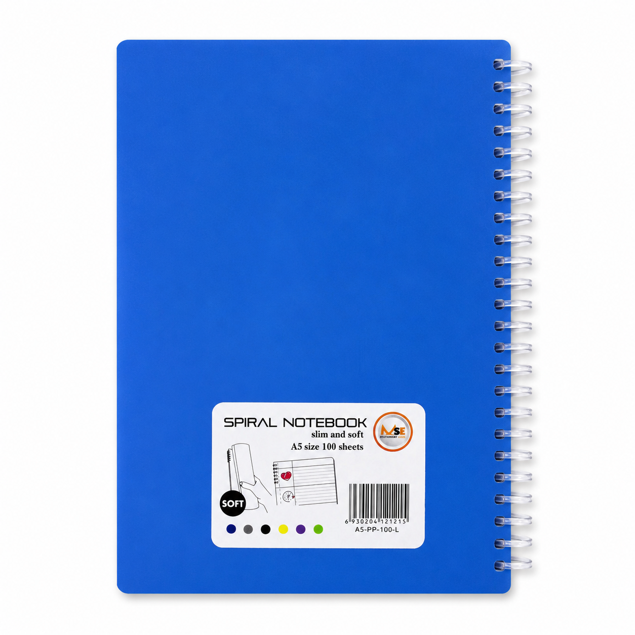A5 Spiral Notebook – Slim & Soft Cover, 100 Sheets, Assorted Colors