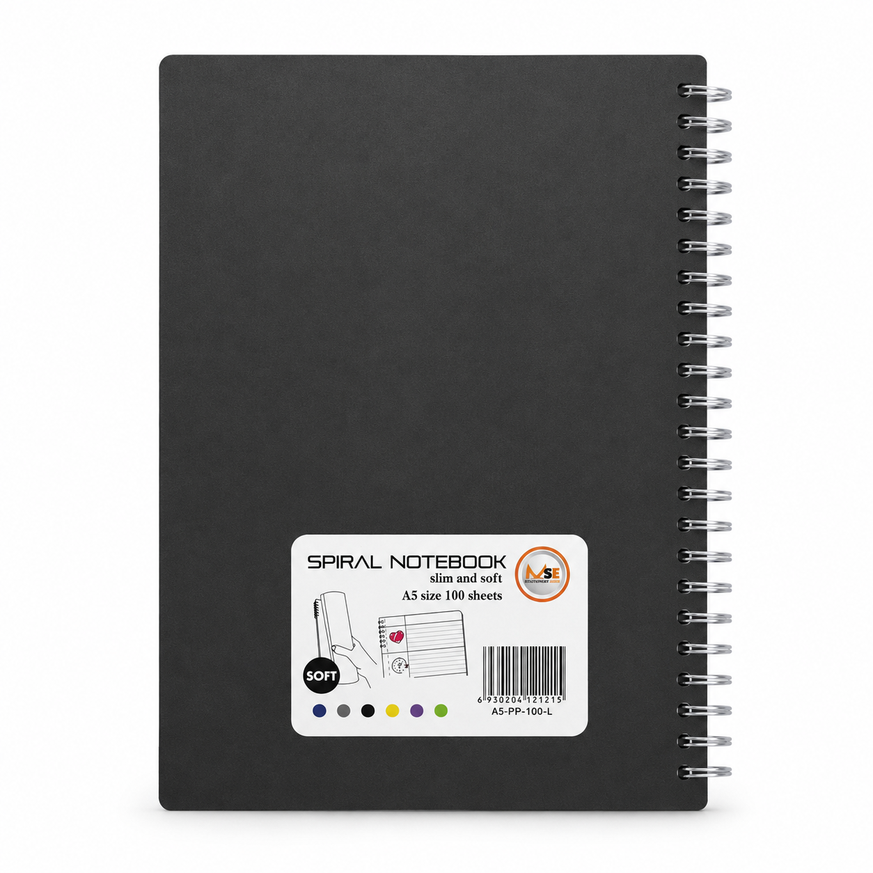 A5 Spiral Notebook – Slim & Soft Cover, 100 Sheets, Assorted Colors