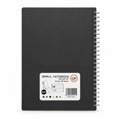 A5 Spiral Notebook – Slim & Soft Cover, 100 Sheets, Assorted Colors