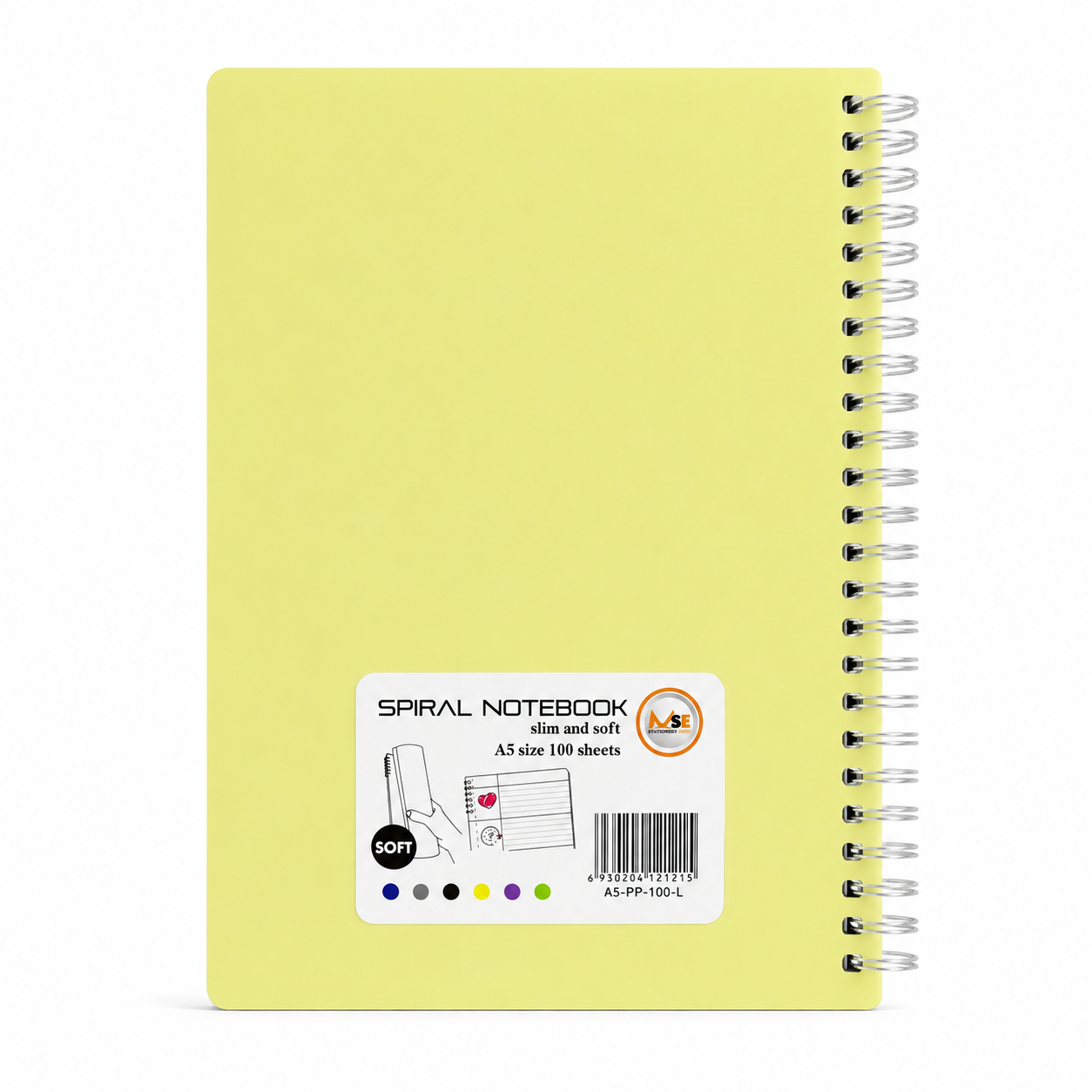 A5 Spiral Notebook – Slim & Soft Cover, 100 Sheets, Assorted Colors