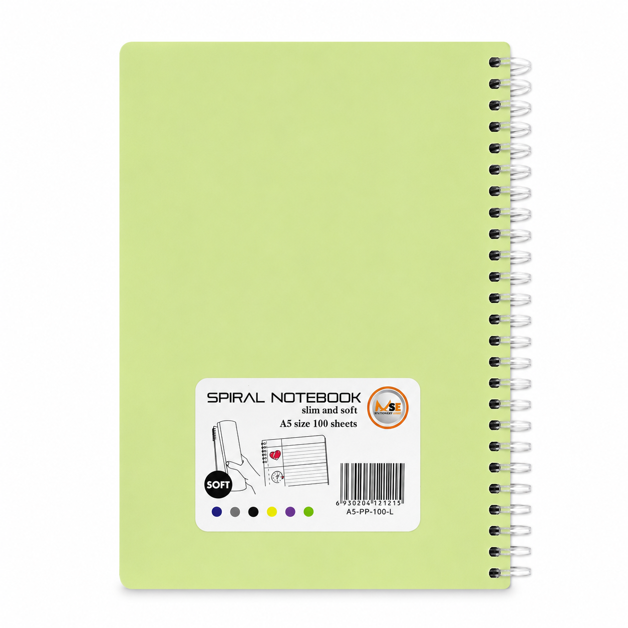 A5 Spiral Notebook – Slim & Soft Cover, 100 Sheets, Assorted Colors