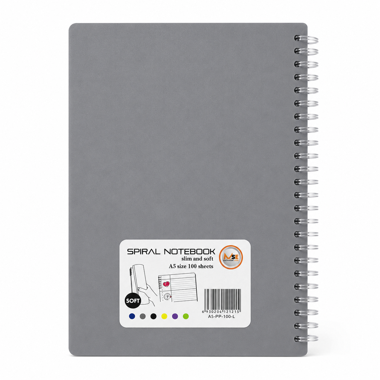A5 Spiral Notebook – Slim & Soft Cover, 100 Sheets, Assorted Colors