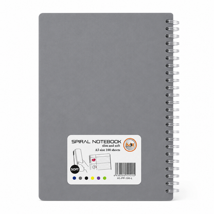 A5 Spiral Notebook – Slim & Soft Cover, 100 Sheets, Assorted Colors
