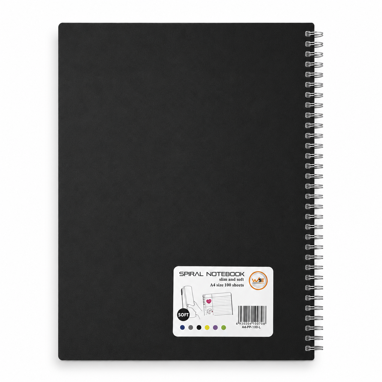 A4 Spiral Notebook – Slim & Soft Cover, 100 Sheets, Assorted Colors