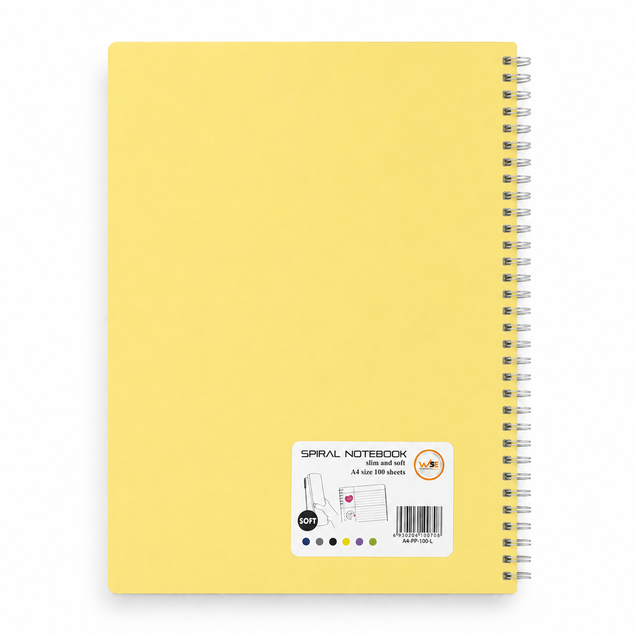 A4 Spiral Notebook – Slim & Soft Cover, 100 Sheets, Assorted Colors