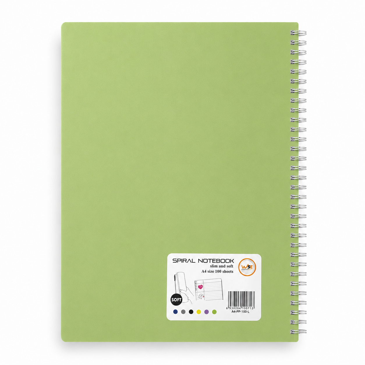 A4 Spiral Notebook – Slim & Soft Cover, 100 Sheets, Assorted Colors