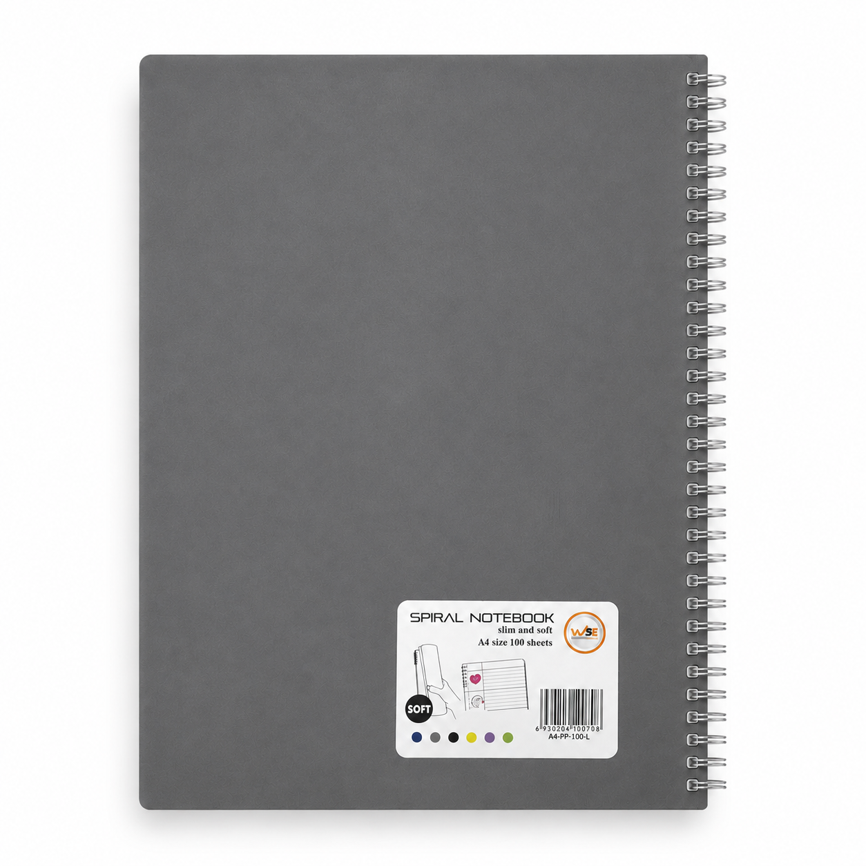 A4 Spiral Notebook – Slim & Soft Cover, 100 Sheets, Assorted Colors