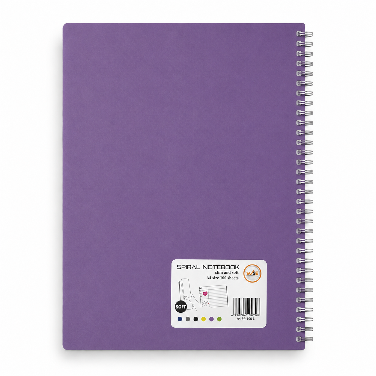 A4 Spiral Notebook – Slim & Soft Cover, 100 Sheets, Assorted Colors