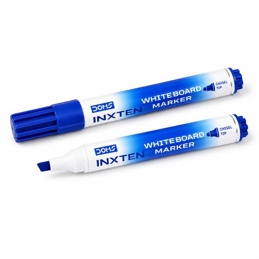 DOMS Inxten Whiteboard Marker – Bullet & Chisel Tip, Blue Black Red, Single or Box of 12