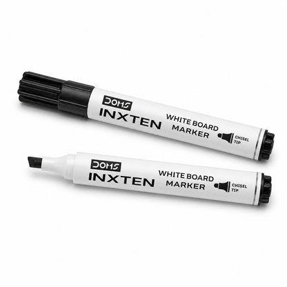 DOMS Inxten Whiteboard Marker – Bullet & Chisel Tip, Blue Black Red, Single or Box of 12