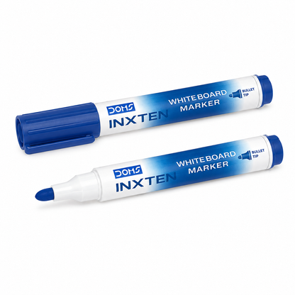 DOMS Inxten Whiteboard Marker – Bullet & Chisel Tip, Blue Black Red, Single or Box of 12