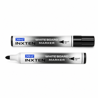 DOMS Inxten Whiteboard Marker – Bullet & Chisel Tip, Blue Black Red, Single or Box of 12
