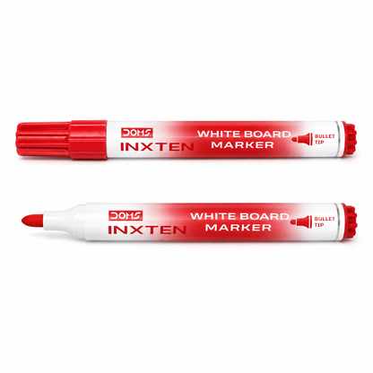 DOMS Inxten Whiteboard Marker – Bullet & Chisel Tip, Blue Black Red, Single or Box of 12