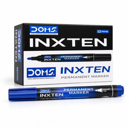 Product Title: DOMS Inxten Permanent Marker – Bullet & Chisel Tip, Blue Black Red, Single or Box of 12