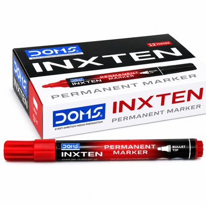 Product Title: DOMS Inxten Permanent Marker – Bullet & Chisel Tip, Blue Black Red, Single or Box of 12