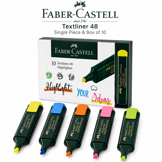 Faber-Castell Textliner 48 Highlighter – Superfluorescent Chisel Tip, Assorted Colors, Single or Box of 10