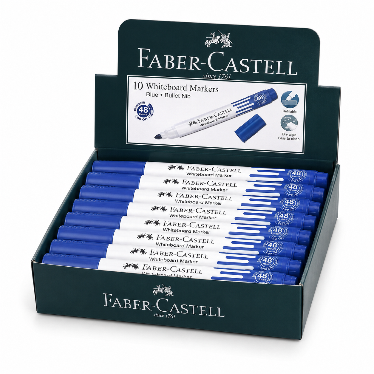 Faber-Castell Whiteboard Marker – Bullet & Chisel Tip, Black Blue Red,Green Single or Box of 10