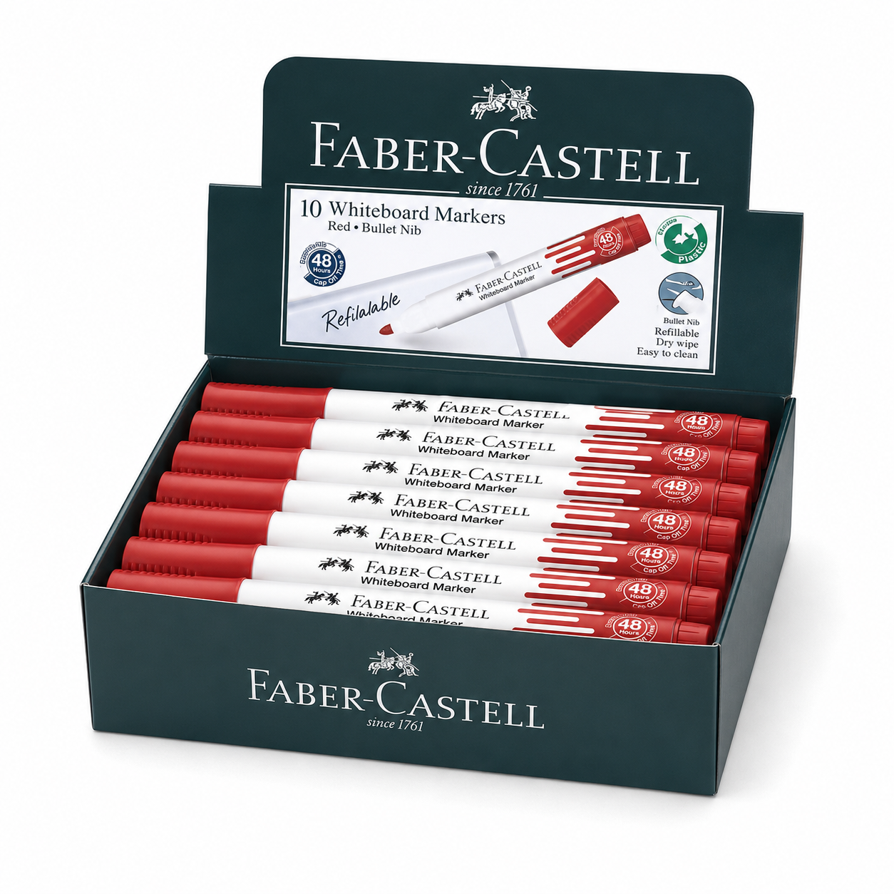 Faber-Castell Whiteboard Marker – Bullet & Chisel Tip, Black Blue Red,Green Single or Box of 10