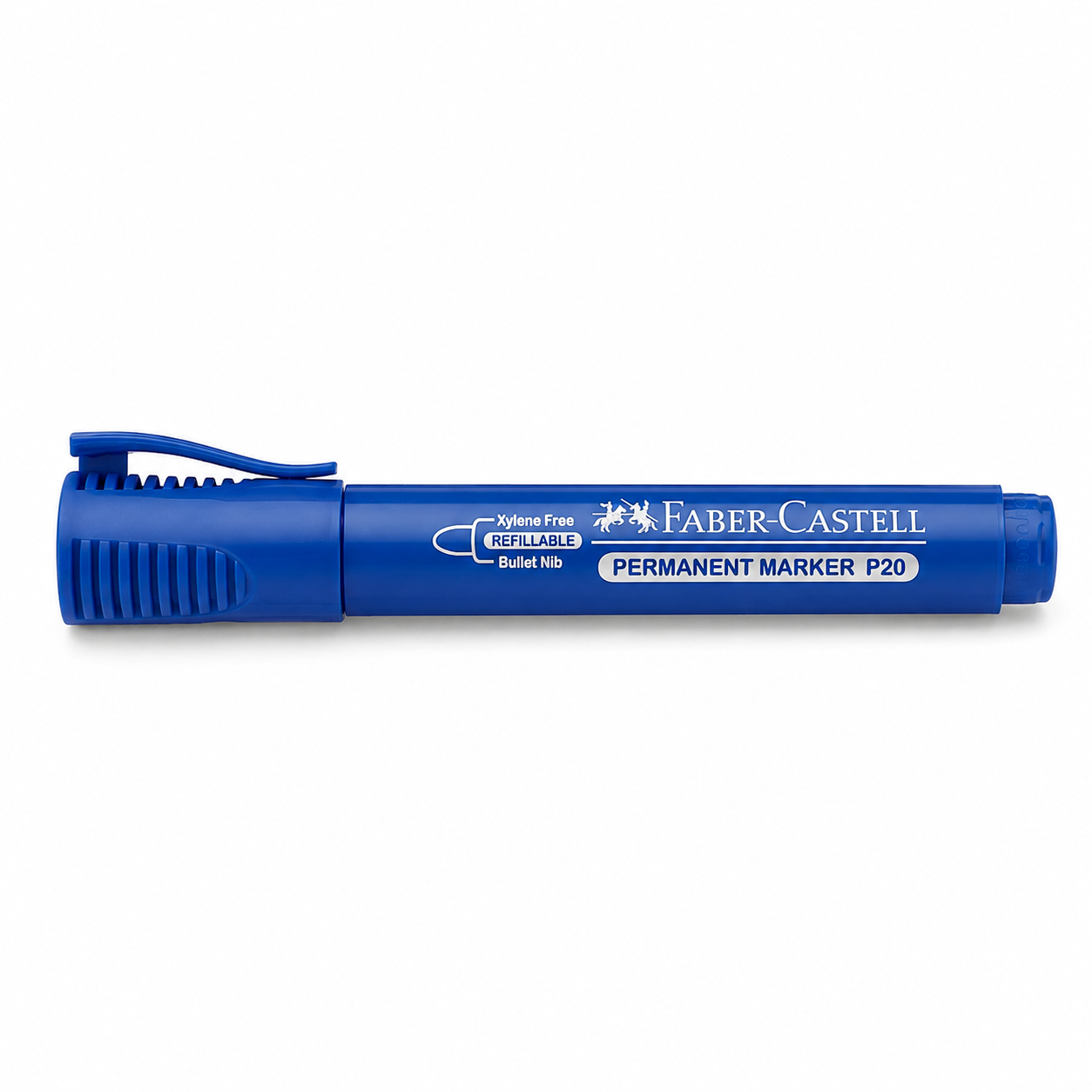 Faber-Castell Permanent Marker P20 – Bullet & Chisel Tip, Black Blue Red Green, Single or Box of 10