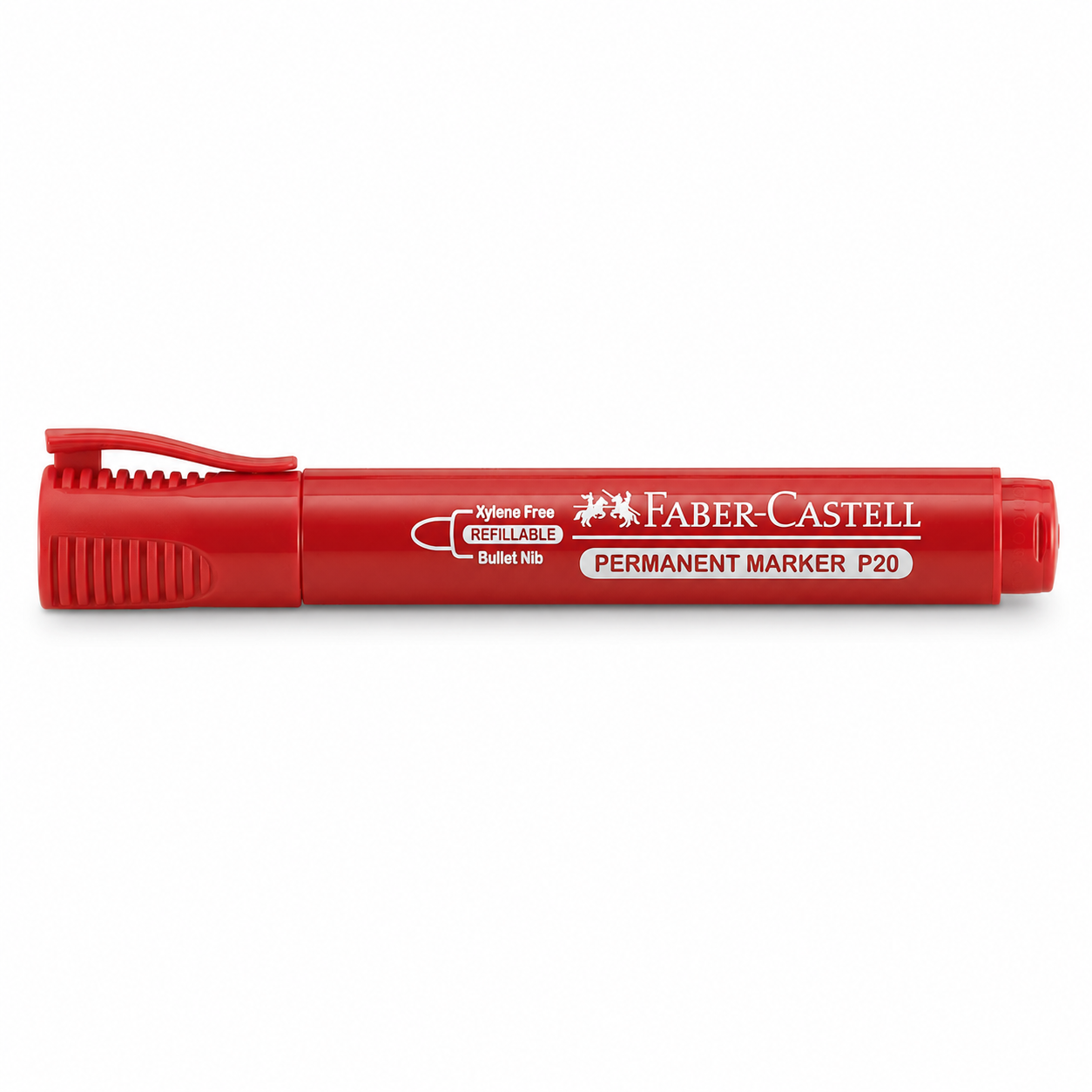 Faber-Castell Permanent Marker P20 – Bullet & Chisel Tip, Black Blue Red Green, Single or Box of 10