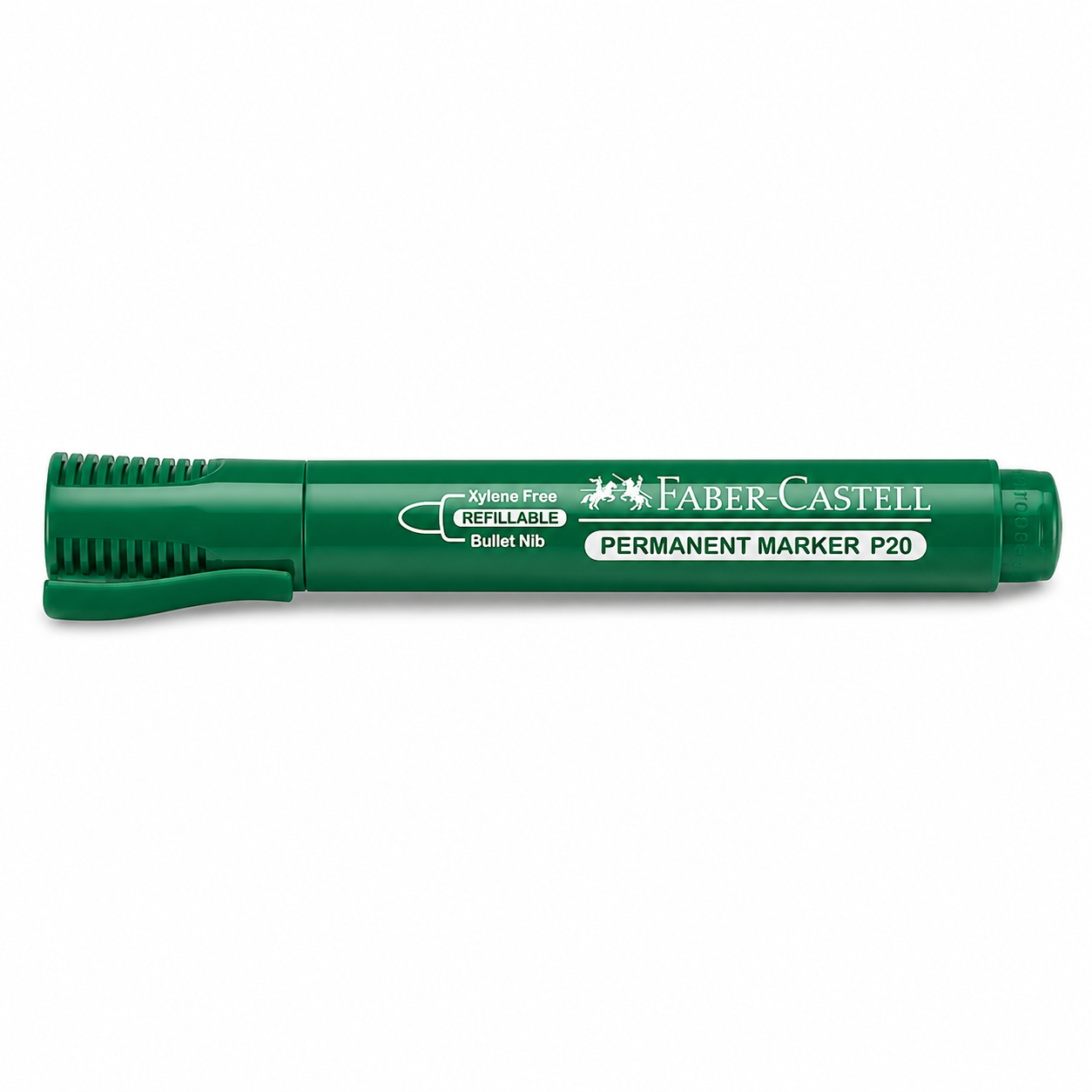Faber-Castell Permanent Marker P20 – Bullet & Chisel Tip, Black Blue Red Green, Single or Box of 10