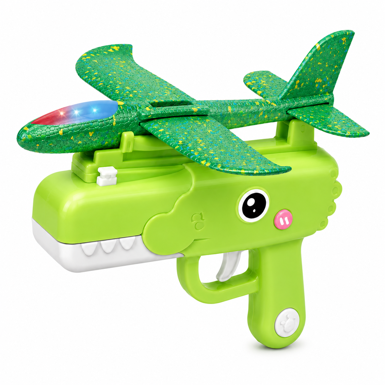 LED Foam Airplane Launcher Toy with Shark-Style Hand Launcher