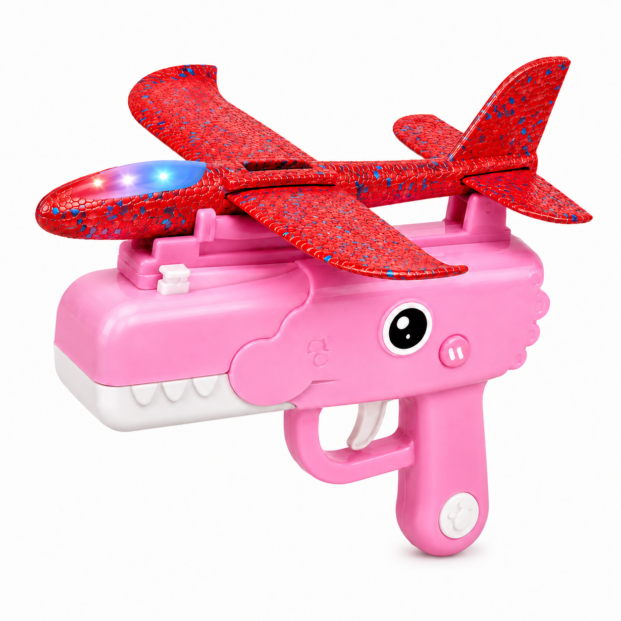 LED Foam Airplane Launcher Toy with Shark-Style Hand Launcher