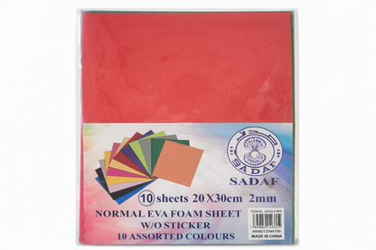 Sadaf EVA Foam Sheets Assorted Colours 20×30cm Pack