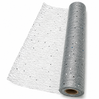 Christmas Glitter Decorative Mesh Roll 50cm × 3m – Floral Wrapping Mesh for Tree, Wreath, Gift & DIY Decoration