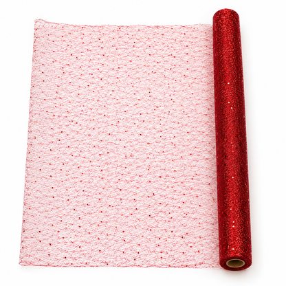 Christmas Glitter Decorative Mesh Roll 50cm × 3m – Floral Wrapping Mesh for Tree, Wreath, Gift & DIY Decoration