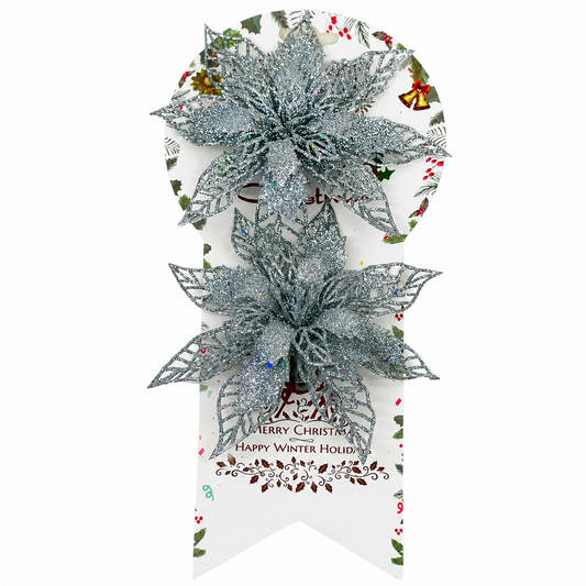 Glitter Poinsettia Flower Christmas Decoration – 30 × 14 cm Hanging Ornament for Doors, Walls & Holiday Home Décor