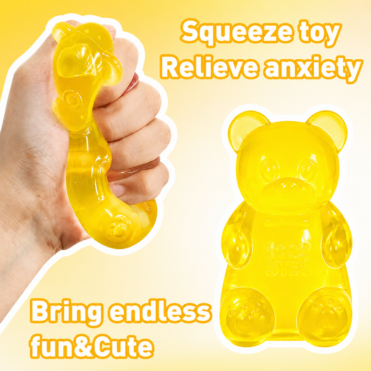 NeeDoh Gummy Bear Yellow Super Solid Squish Stress Relief Sensory Toy