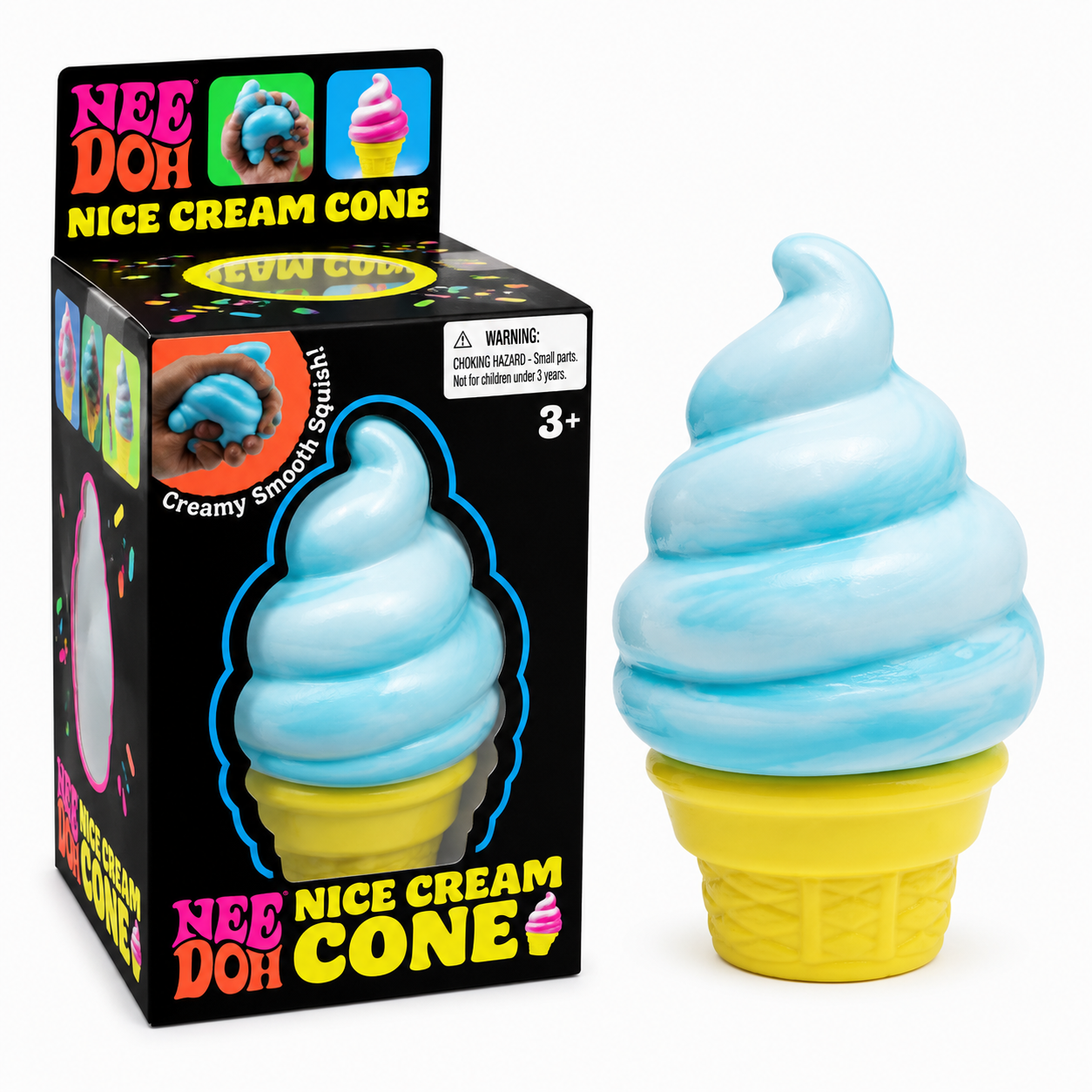 NeeDoh Nice Cream Cone Blue Squishy Stress Toy – Soft Sensory Fidget Toy