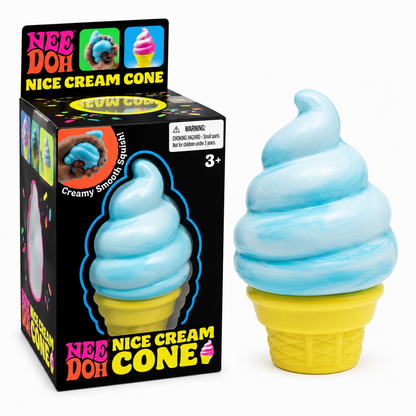NeeDoh Nice Cream Cone Blue Squishy Stress Toy – Soft Sensory Fidget Toy