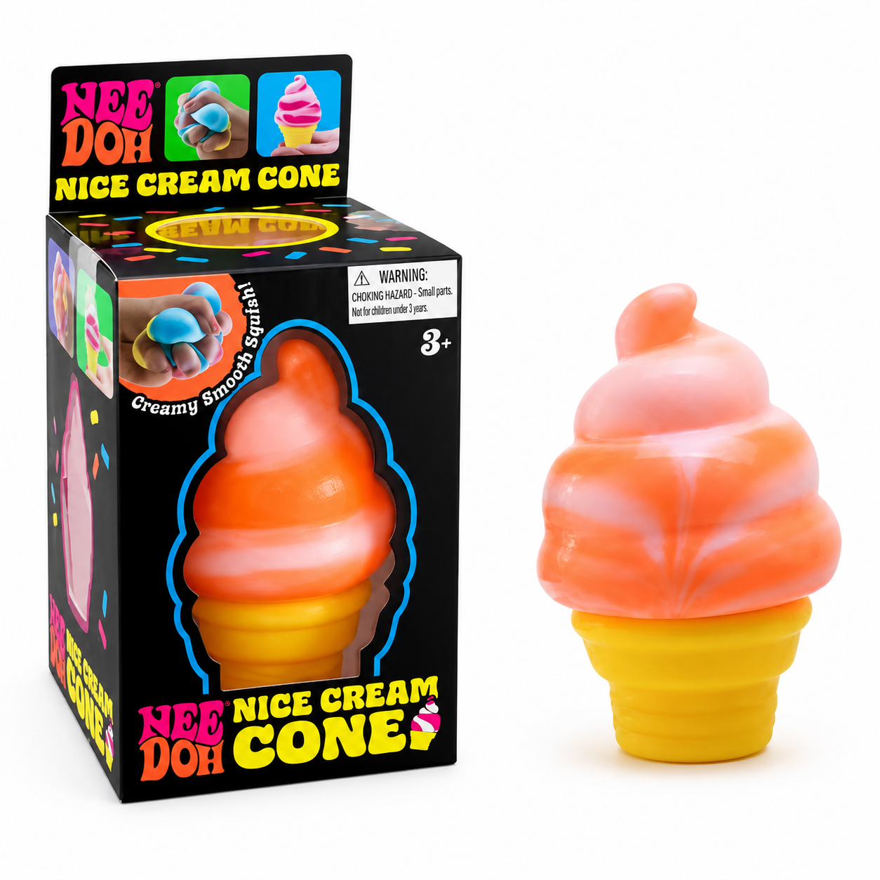 NeeDoh Nice Cream Cone Orange Squishy Stress Toy – Soft Sensory Fidget Toy