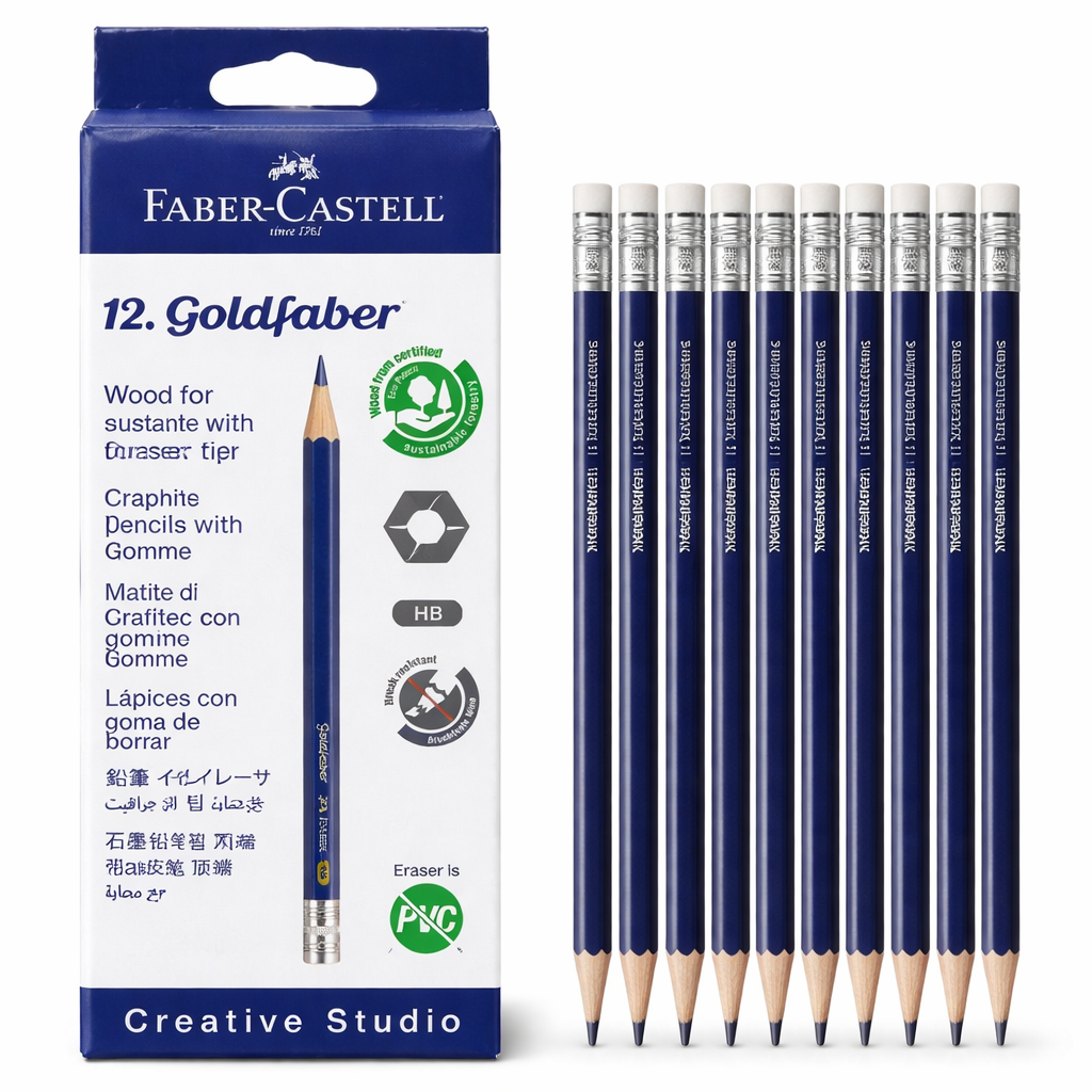 Faber‑Castell Goldfaber HB Graphite Pencils Pack of 12 with Eraser