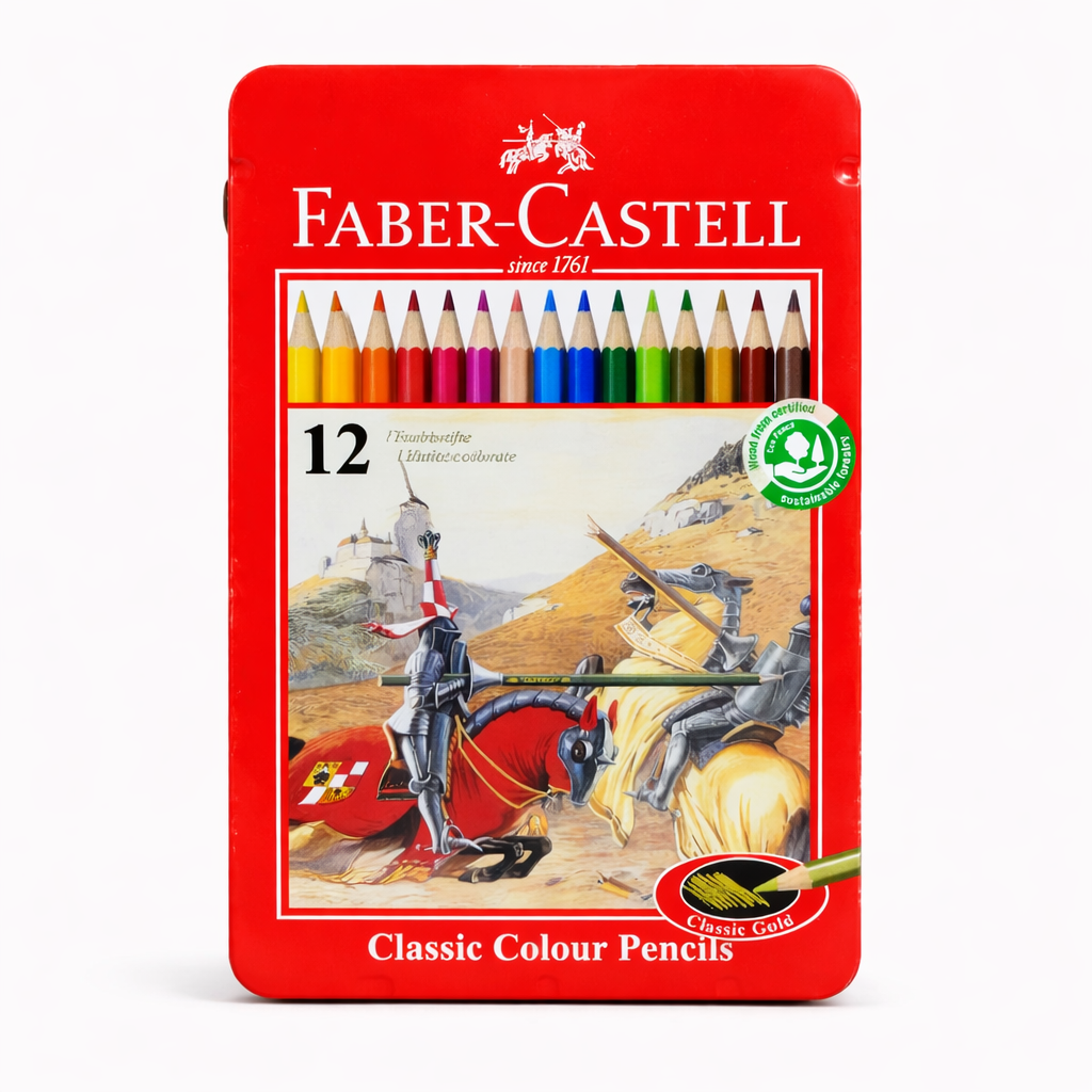 Faber-Castell Classic Colour Pencils 12 / 24 Colors Tin Box Smooth Rich Pigments