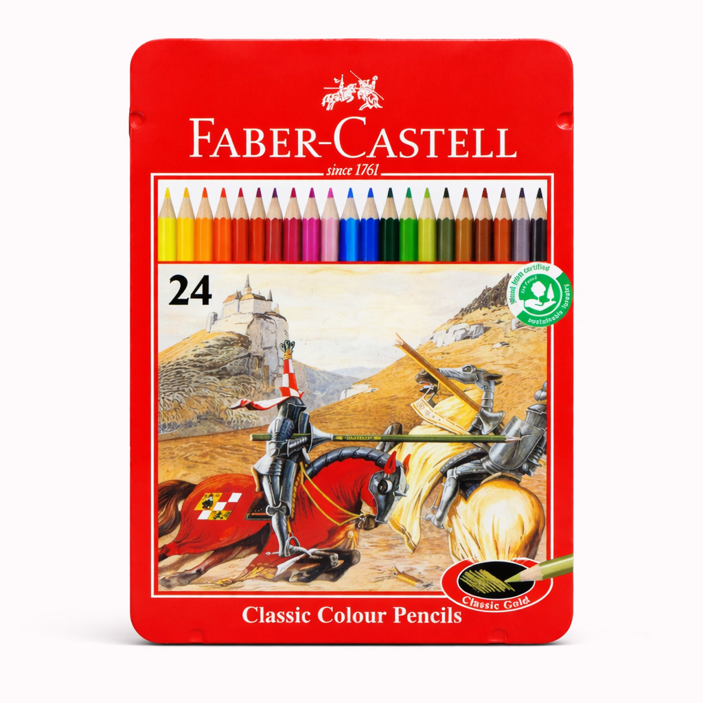 Faber-Castell Classic Colour Pencils 12 / 24 Colors Tin Box Smooth Rich Pigments