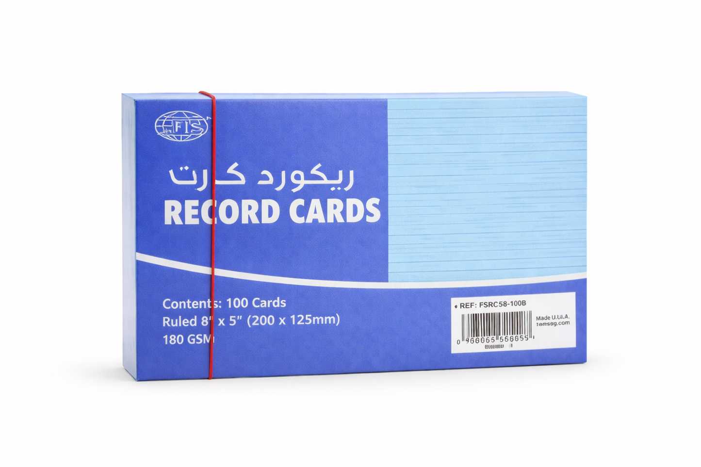 FIS Record Cards 8x5 Inch Ruled 100 Sheets 180 GSM Index Cards
