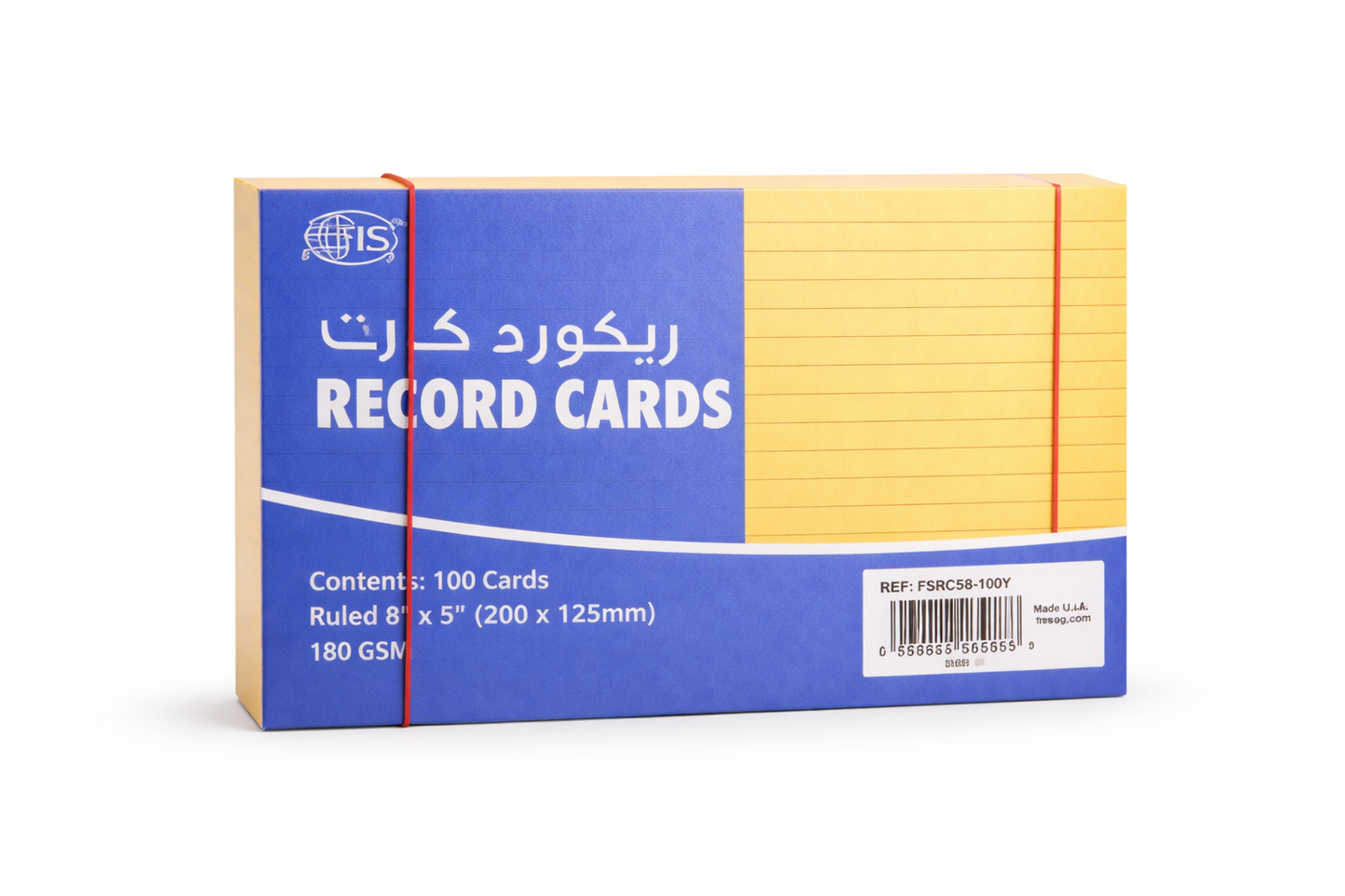 FIS Record Cards 8x5 Inch Ruled 100 Sheets 180 GSM Index Cards
