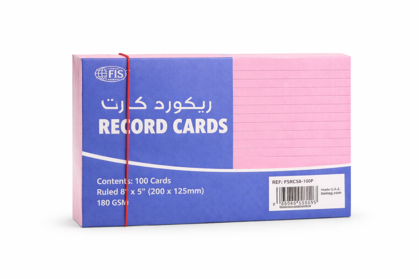 FIS Record Cards 8x5 Inch Ruled 100 Sheets 180 GSM Index Cards