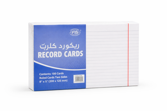 FIS Record Cards 8x5 Inch Ruled 100 Sheets 180 GSM Index Cards