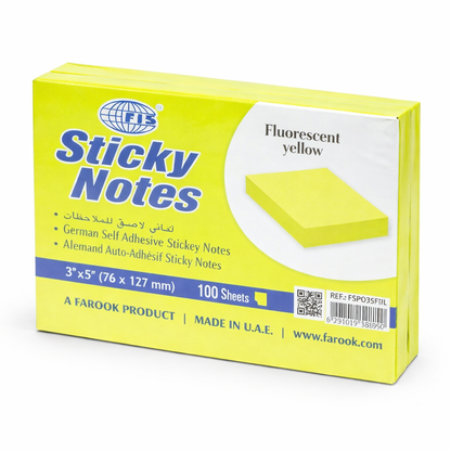 FIS Sticky Notes 3x5 Inch 100 Sheets Self Adhesive Notes Pad Fluorescent & Plain Colours