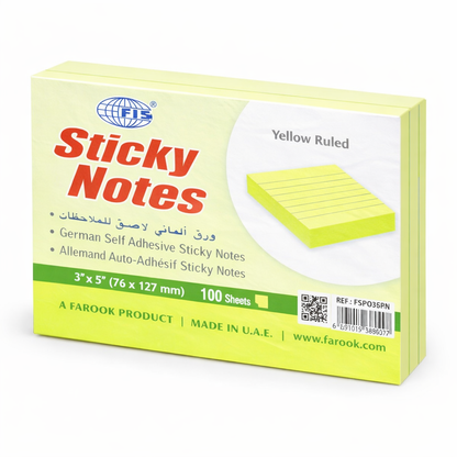 FIS Sticky Notes 3x5 Inch 100 Sheets Self Adhesive Notes Pad Fluorescent & Plain Colours