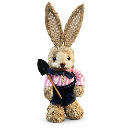 Easter Bunny Decoration – Rustic Straw Rabbit Spring Home Decor 35 CM